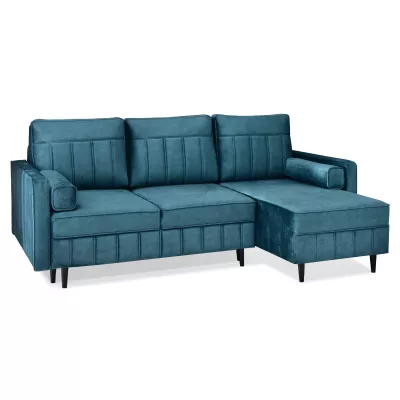 Ecksofa KARELY - blau / schwarz