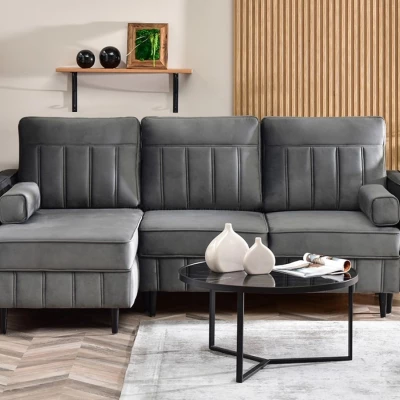 Ecksofa KARELY - grau / schwarz