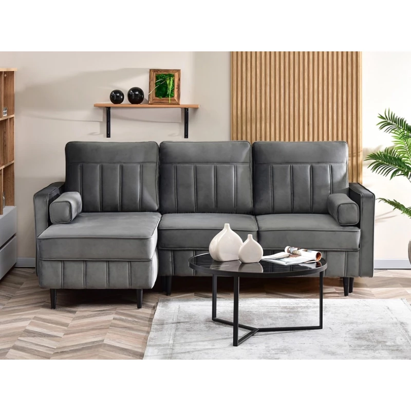 Ecksofa KARELY - grau / schwarz