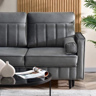 Ecksofa KARELY - grau / schwarz