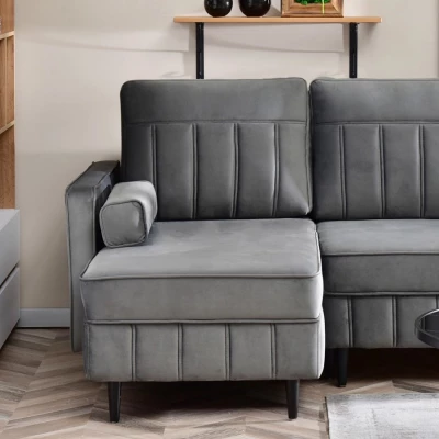 Ecksofa KARELY - grau / schwarz