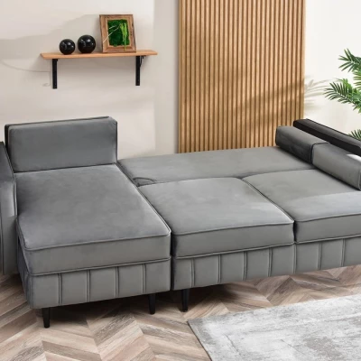 Ecksofa KARELY - grau / schwarz