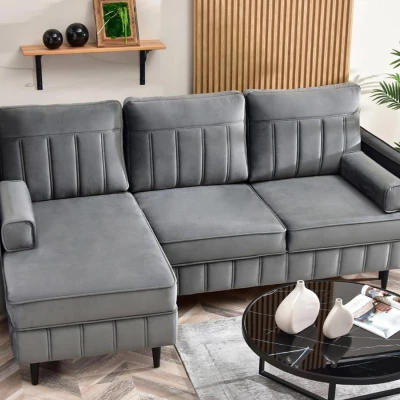 Ecksofa KARELY - grau / schwarz