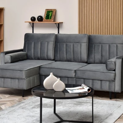 Ecksofa KARELY - grau / schwarz