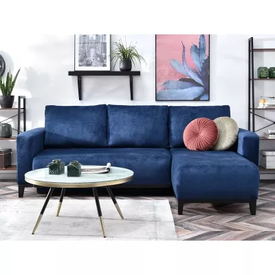 Ecksofa DALENA – Dunkelblau/Schwarz