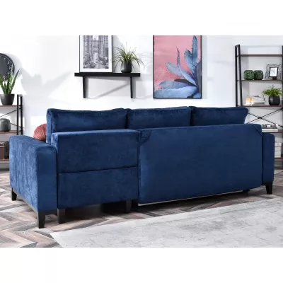 Ecksofa DALENA – Dunkelblau/Schwarz