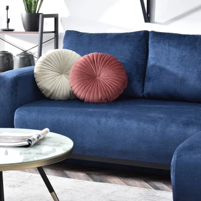 Ecksofa DALENA – Dunkelblau/Schwarz