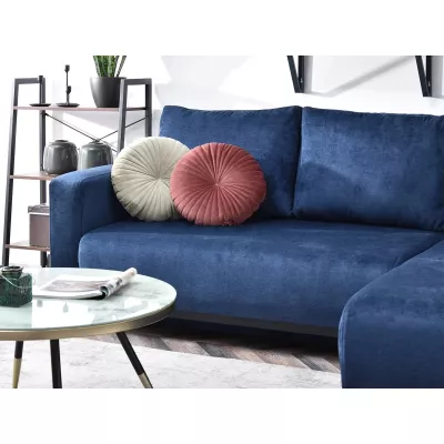 Ecksofa DALENA – Dunkelblau/Schwarz