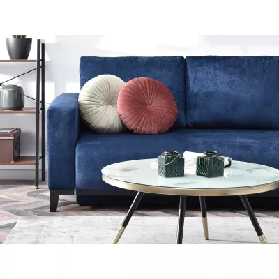 Ecksofa DALENA – Dunkelblau/Schwarz