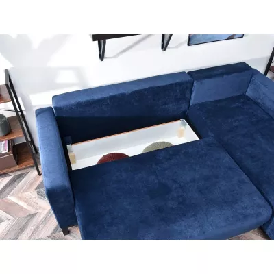 Ecksofa DALENA – Dunkelblau/Schwarz