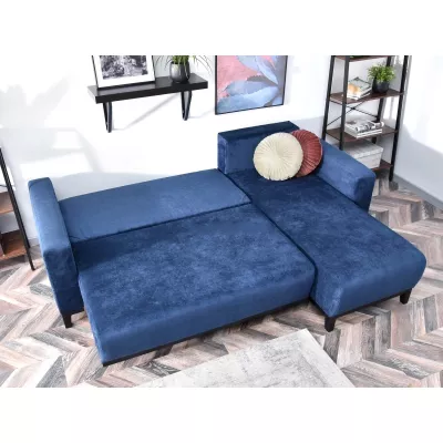 Ecksofa DALENA – Dunkelblau/Schwarz