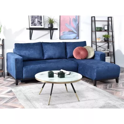 Ecksofa DALENA – Dunkelblau/Schwarz