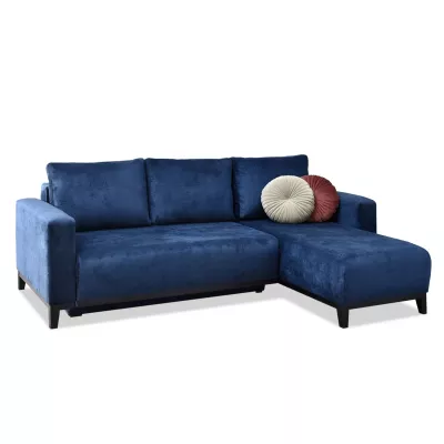 Ecksofa DALENA – Dunkelblau/Schwarz