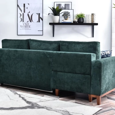 Ecksofa DALENA - grün / walnuss