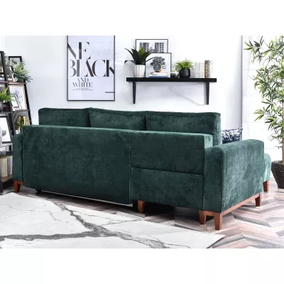 Ecksofa DALENA - grün / walnuss