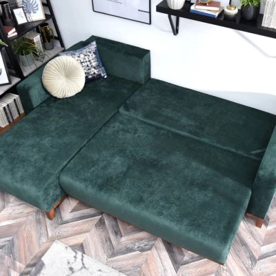 Ecksofa DALENA - grün / walnuss