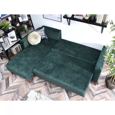 Ecksofa DALENA - grün / walnuss
