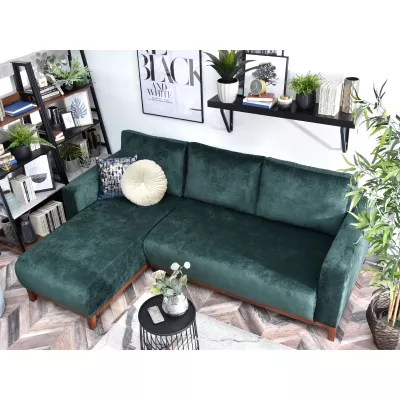 Ecksofa DALENA - grün / walnuss
