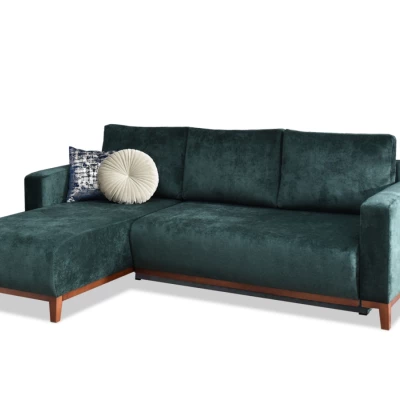 Ecksofa DALENA - grün / walnuss