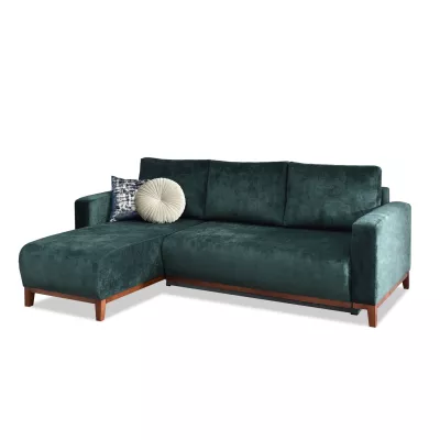 Ecksofa DALENA - grün / walnuss