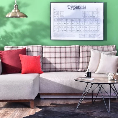 Ecksofa DALENA – Beige/Walnuss