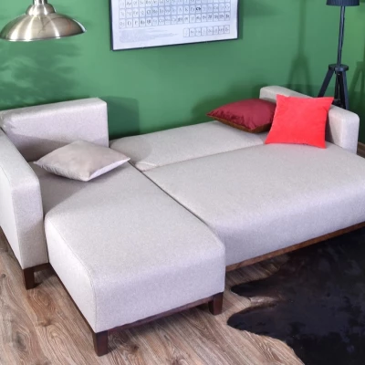 Ecksofa DALENA – Beige/Walnuss