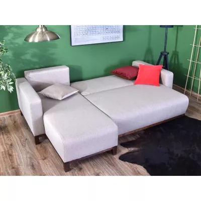 Ecksofa DALENA – Beige/Walnuss