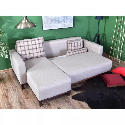 Ecksofa DALENA – Beige/Walnuss
