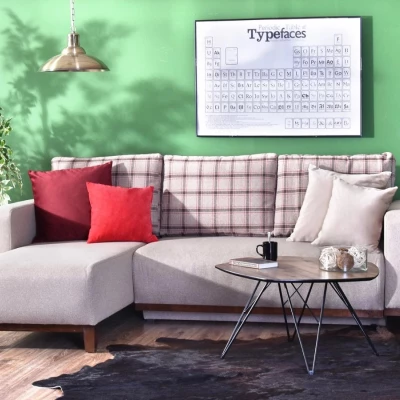 Ecksofa DALENA – Beige/Walnuss