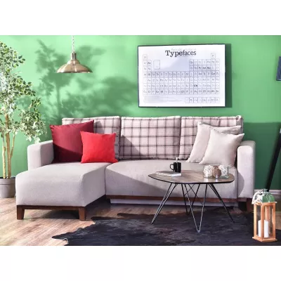 Ecksofa DALENA – Beige/Walnuss