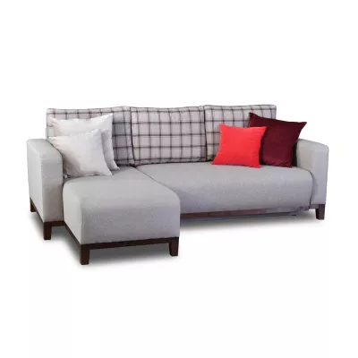 Ecksofa DALENA – Beige/Walnuss