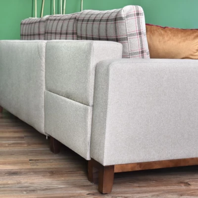 Ecksofa DALENA – Beige/Walnuss