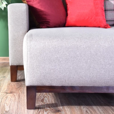 Ecksofa DALENA – Beige/Walnuss