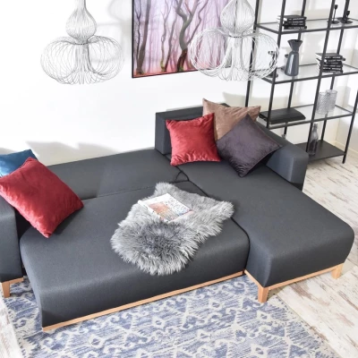 Ecksofa DALENA – Graphit/Eiche