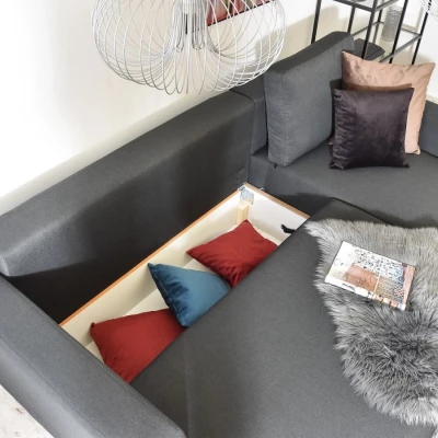 Ecksofa DALENA – Graphit/Eiche