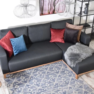 Ecksofa DALENA – Graphit/Eiche