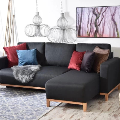 Ecksofa DALENA – Graphit/Eiche