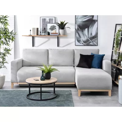 Ecksofa DALENA – Hellgrau/Eiche