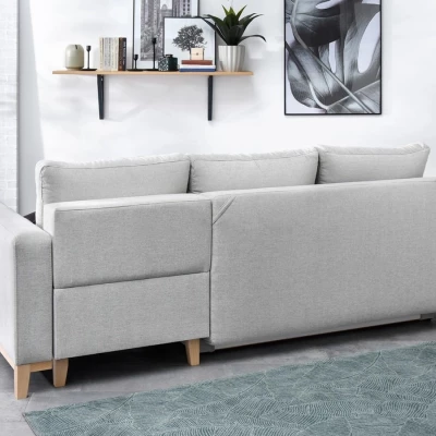 Ecksofa DALENA – Hellgrau/Eiche