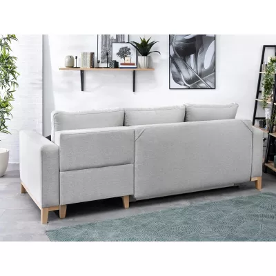 Ecksofa DALENA – Hellgrau/Eiche