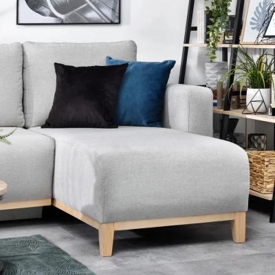 Ecksofa DALENA – Hellgrau/Eiche