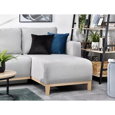 Ecksofa DALENA – Hellgrau/Eiche