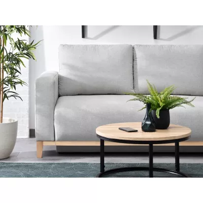 Ecksofa DALENA – Hellgrau/Eiche