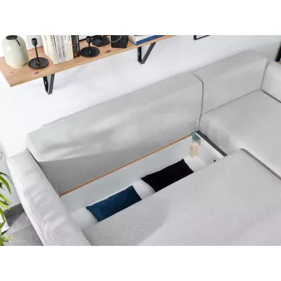 Ecksofa DALENA – Hellgrau/Eiche