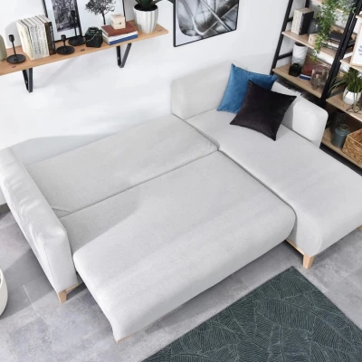 Ecksofa DALENA – Hellgrau/Eiche