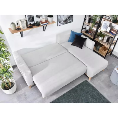 Ecksofa DALENA – Hellgrau/Eiche