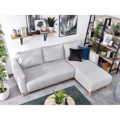 Ecksofa DALENA – Hellgrau/Eiche