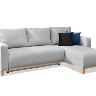 Ecksofa DALENA – Hellgrau/Eiche