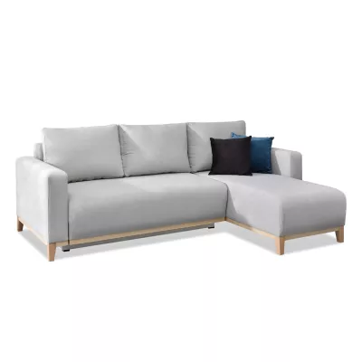Ecksofa DALENA – Hellgrau/Eiche