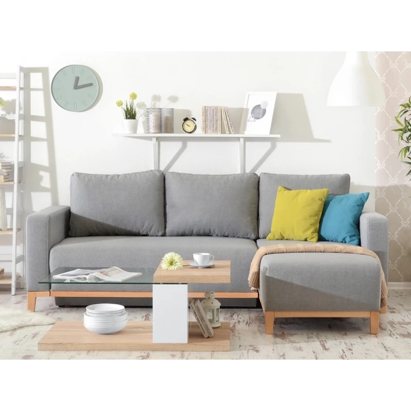 Ecksofa DALENA – Dunkelgrau/Eiche